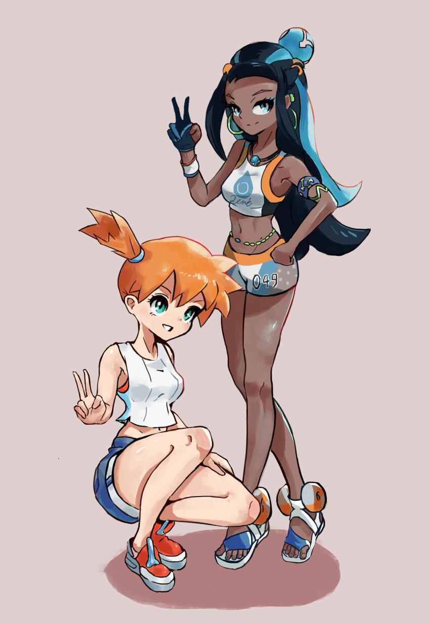 2girls, absurdres, alternate_hairstyle, aqua_eyes, aqua_hair, armpits, asymmetrical_hair, bikini