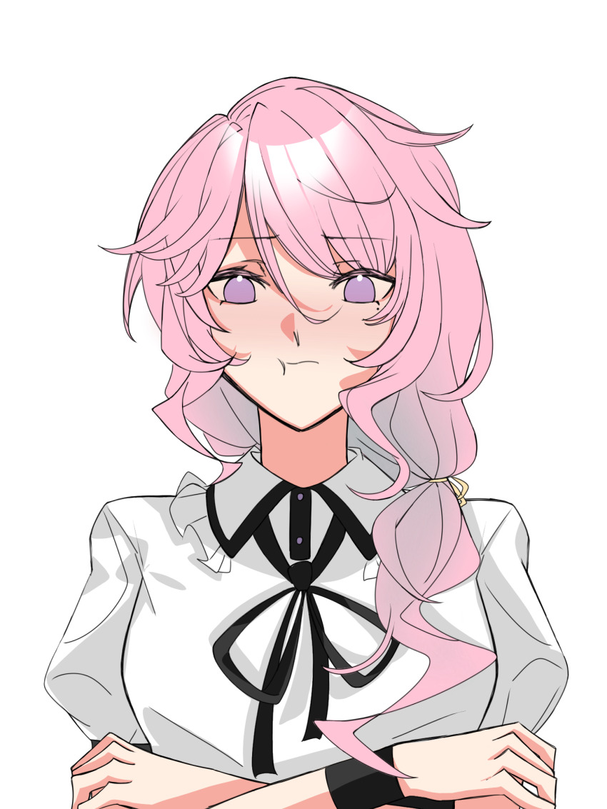 1girl, blush, collar, crossed_arms, douluo_dalu, dress, frilled_collar, frills