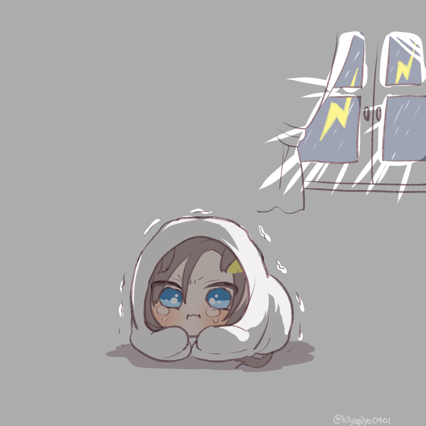 1girl, :i, absurdres, air_groove_(umamusume), animal_ears, blanket, blue_eyes, blush