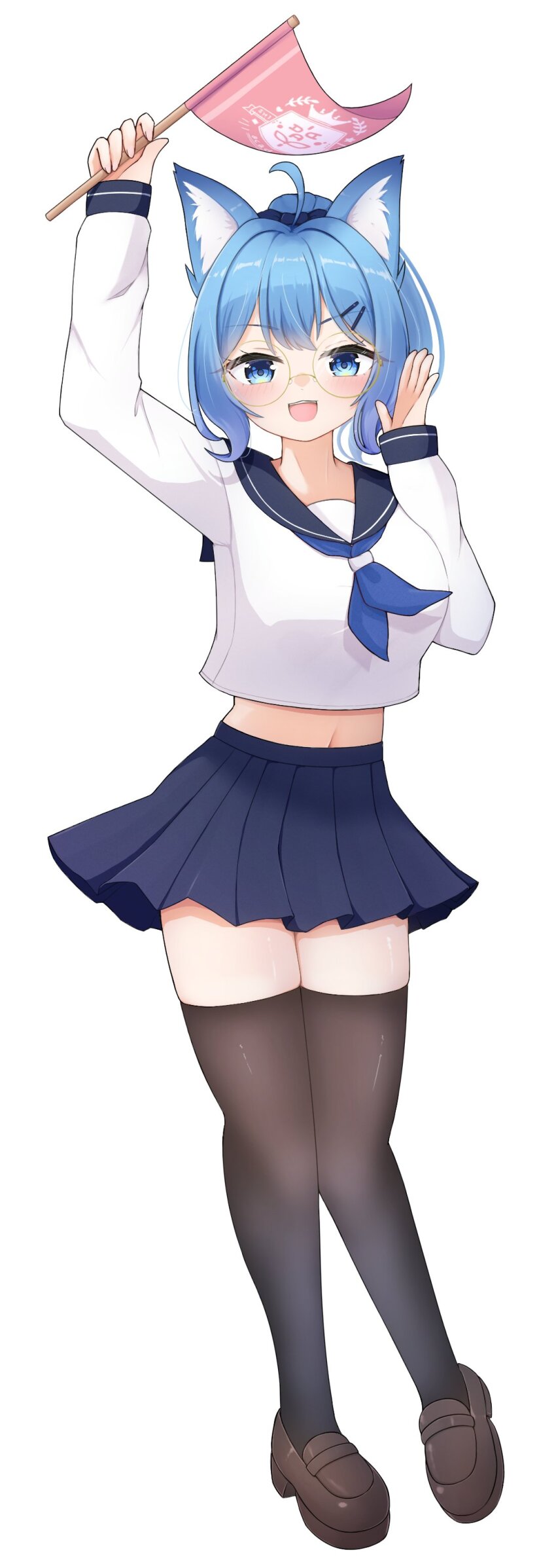 1girl, :d, absurdres, ahoge, alternate_costume, alternate_hairstyle, animal_ear_fluff, animal_ears