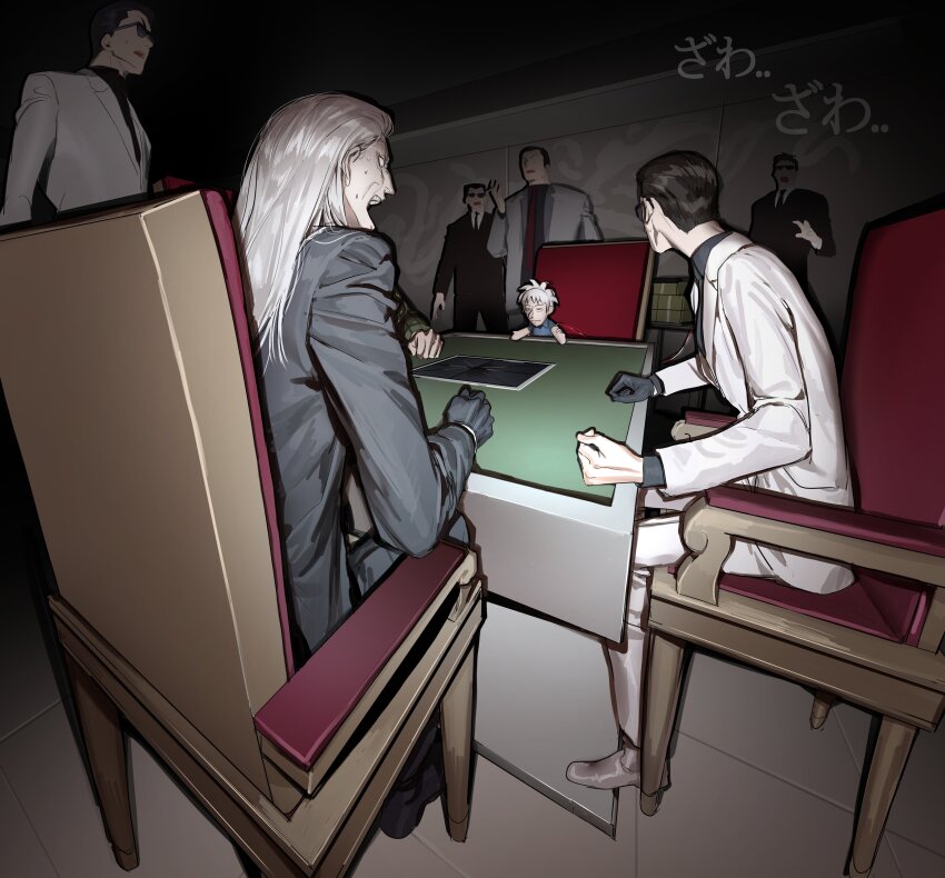 6+boys, absurdres, akagi:_yami_ni_oritatta_tensai, akagi_shigeru, banknote, black_coat, black_footwear, black_gloves