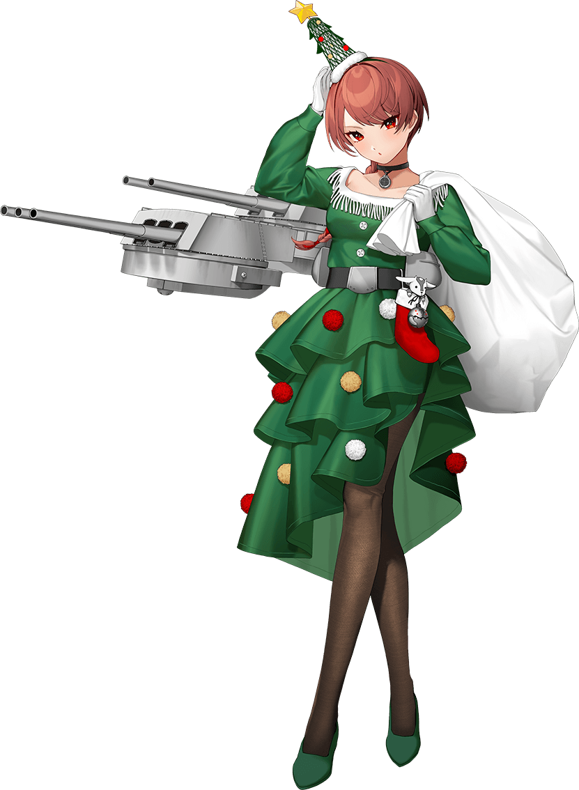 1girl, braid, breasts, christmas, christmas_tree_costume, christmas_tree_hat, dress, full_body
