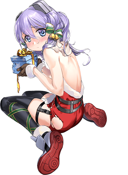 1girl, ass, back, black_gloves, blue_eyes, box, christmas, dress