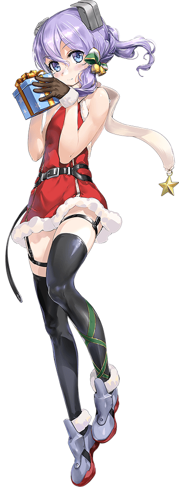 1girl, black_gloves, blue_eyes, box, christmas, dress, flat_chest, full_body