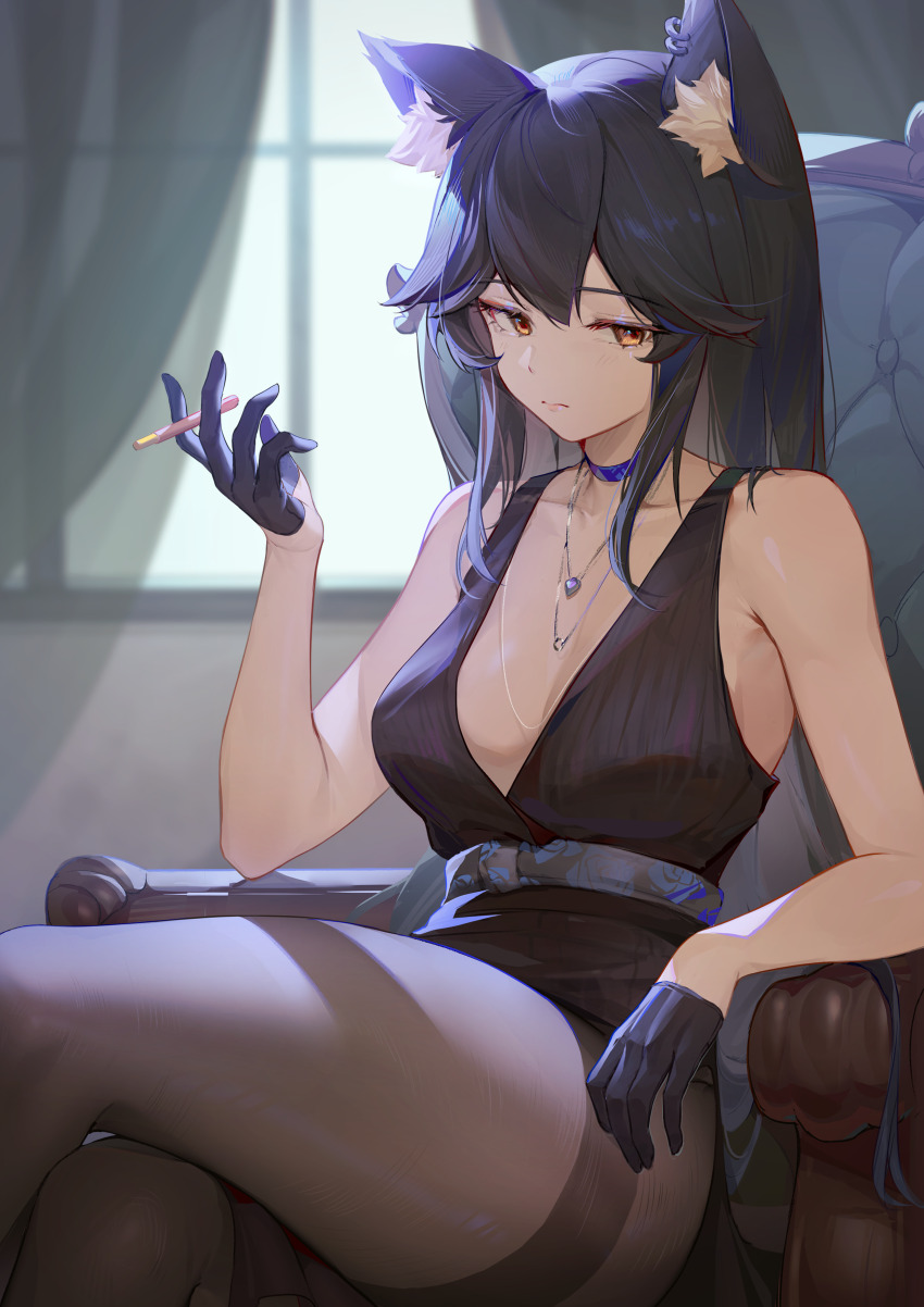 1girl, absurdres, ahoge, alternate_costume, animal_ear_fluff, animal_ear_piercing, animal_ears, arknights