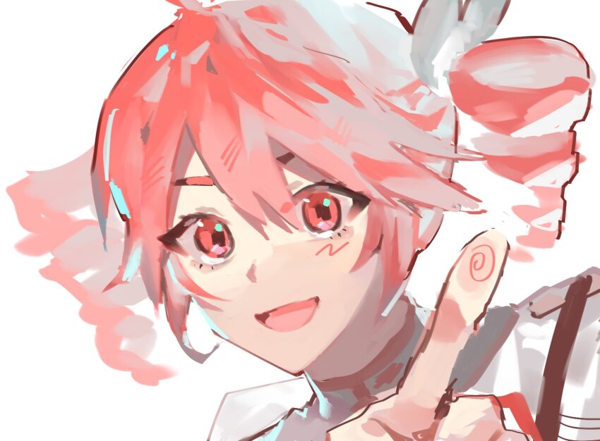 1girl, :d, blush, bow, commentary_request, drill_hair, fingerprint, hair_between_eyes