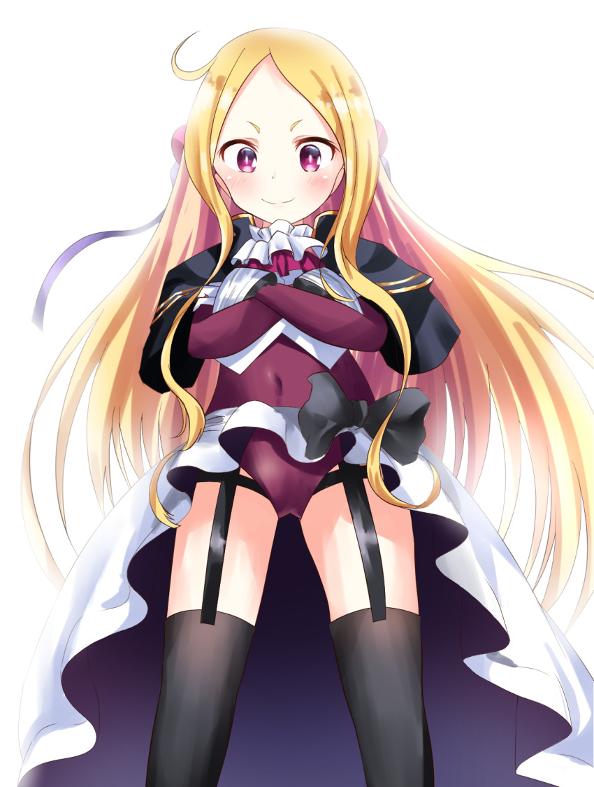 1girl, blonde_hair, highres, leotard, lily_(zero_no_sho), mahoutsukai_reimeiki, purple_eyes, purple_leotard, roux_christasse, roux_krystas, tagme