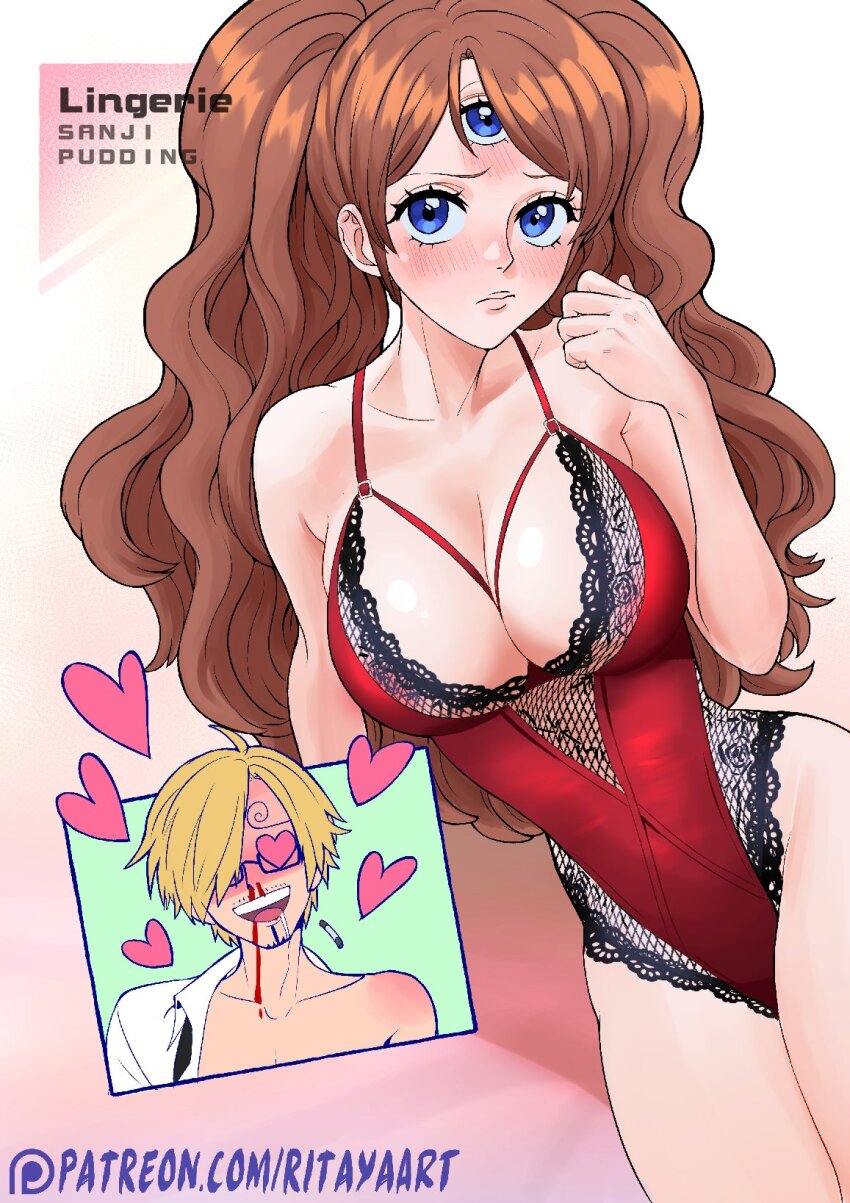 1boy, 1girl, alternate_eye_color, artist_name, blonde_hair, blood, blue_eyes, blush