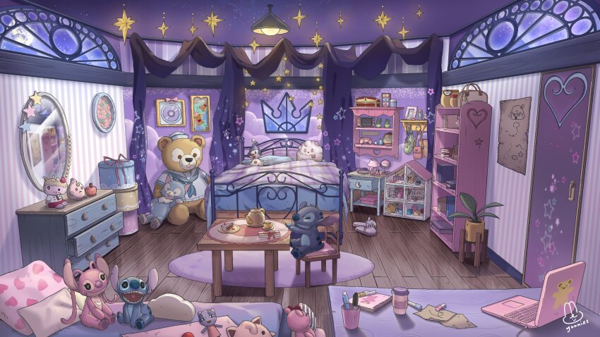 absurdly_detailed_composition, absurdres, animal_slippers, bag, bed, bedroom, blanket, book