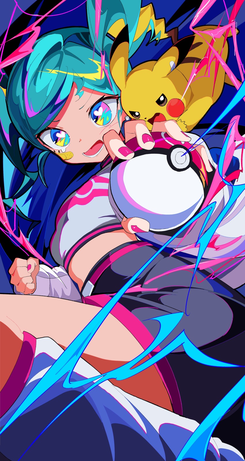 absurdres, gen_1_pokemon, hatsune_miku, heart, heart-shaped_pupils, highres, kasaki_sakura, nintendo