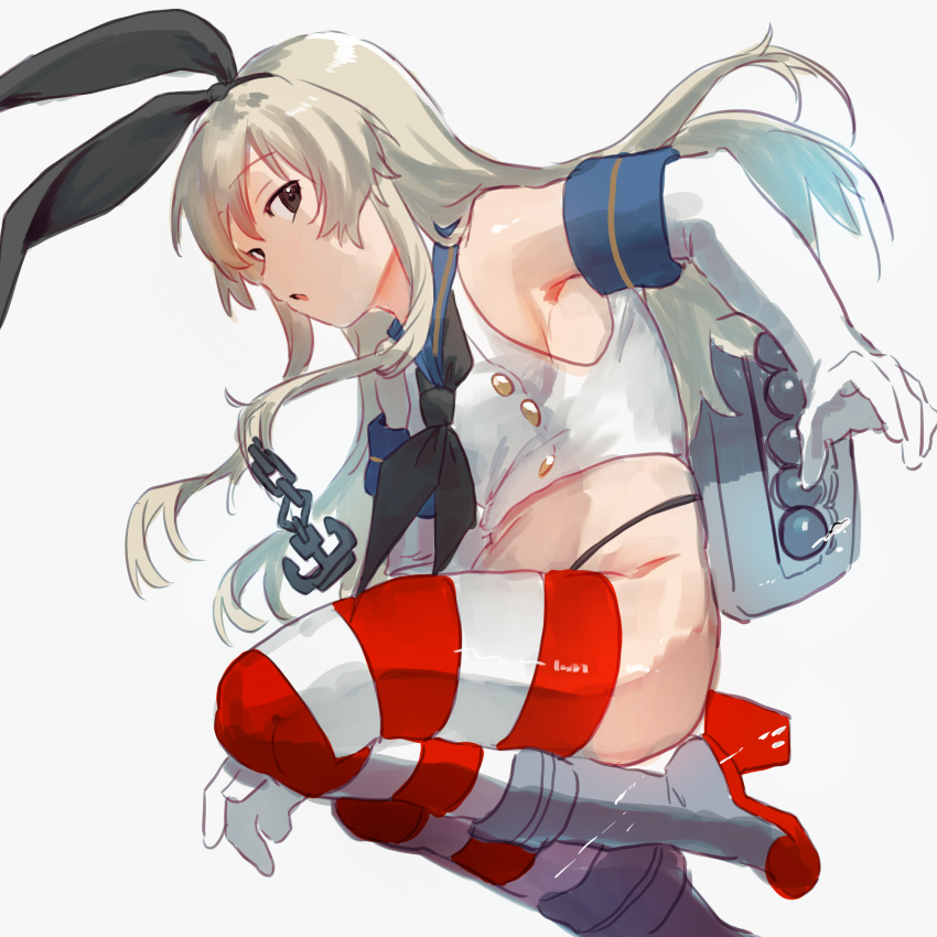 1girl, absurdres, black_hairband, black_neckerchief, black_panties, blonde_hair, blue_sailor_collar, crop_top
