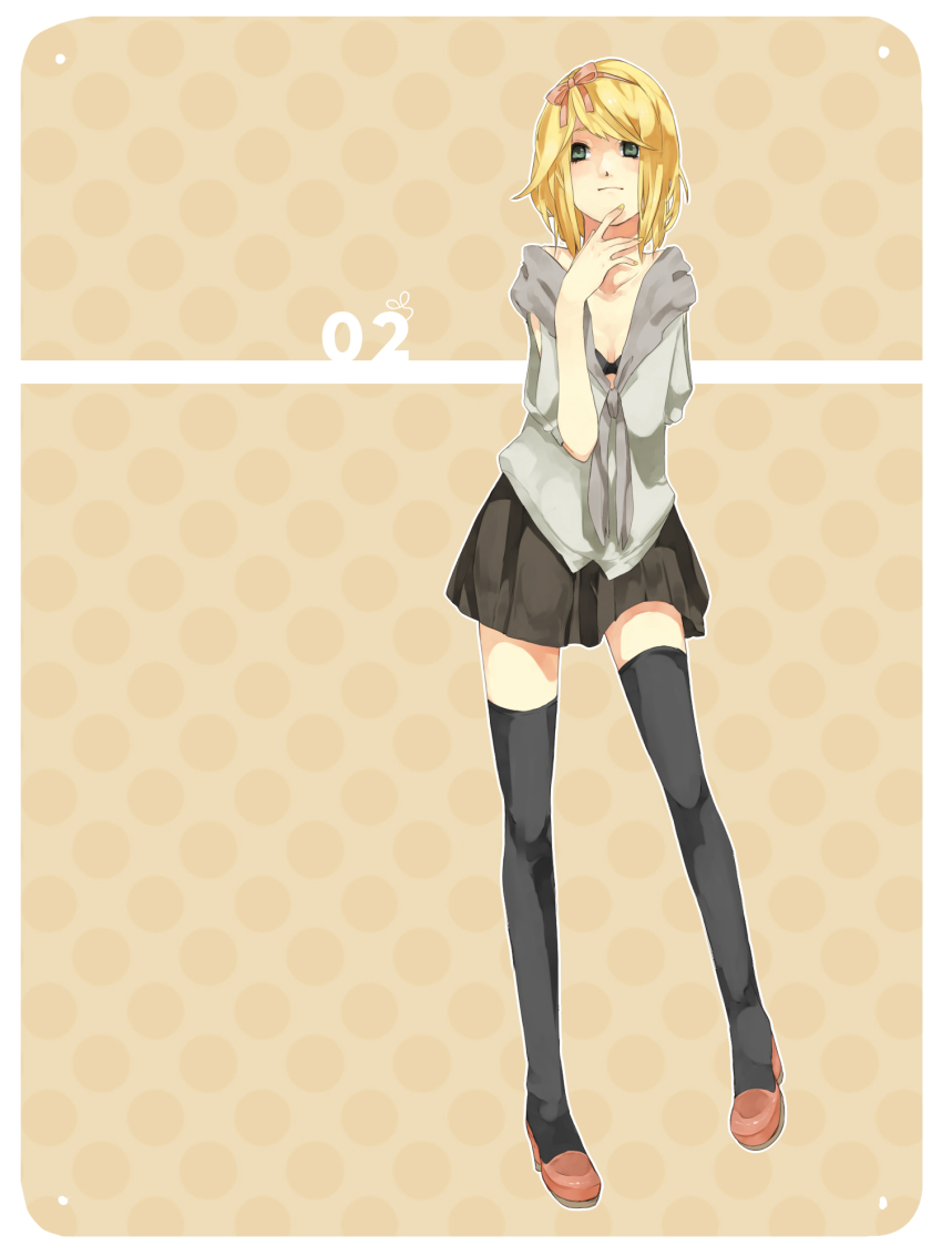 1girl, aqua_eyes, bad_id, bad_pixiv_id, blonde_hair, bow, bra, female_focus