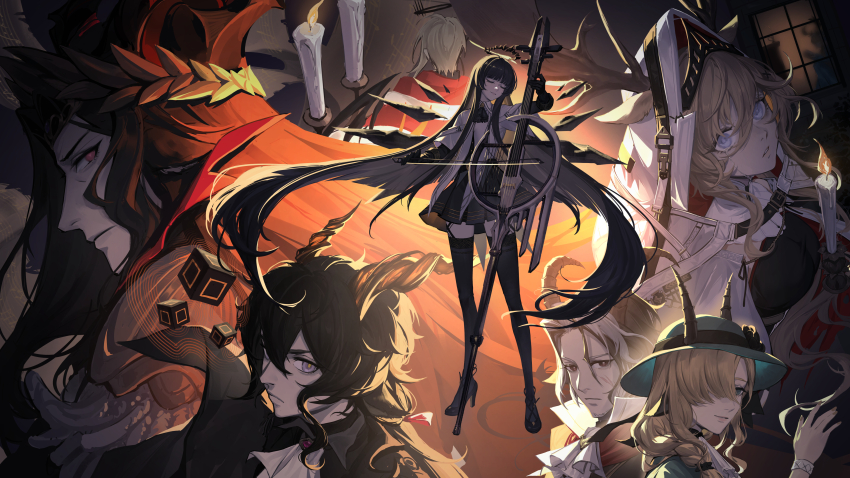 3girls, 4boys, absurdly_long_hair, absurdres, ahoge, animal_ear_fluff, animal_ears, antenna_hair