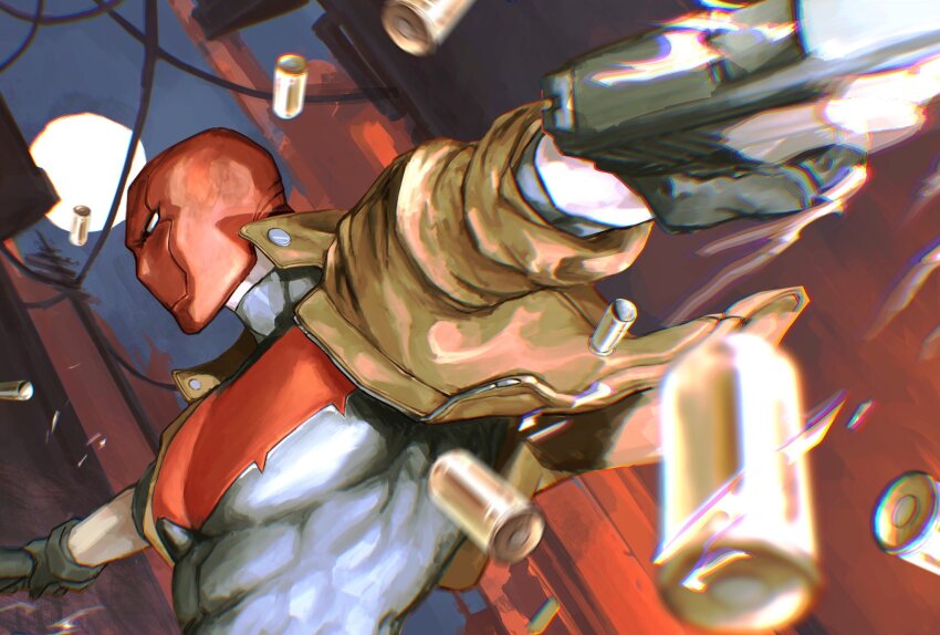 1boy, batman_(series), black_bodysuit, black_gloves, bodysuit, brown_jacket, dc_comics, gloves