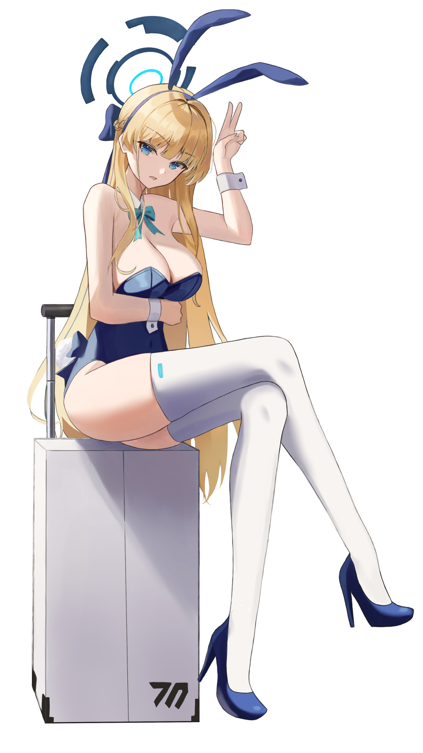 1girl, absurdres, animal_ears, ass, blonde_hair, blue_archive, blue_bow, blue_bowtie