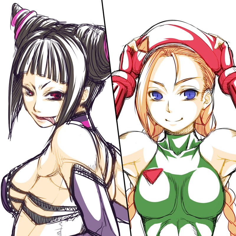 2girls, breasts, cammy_white, capcom, drill_hair, halterneck, han_juri, kairichan