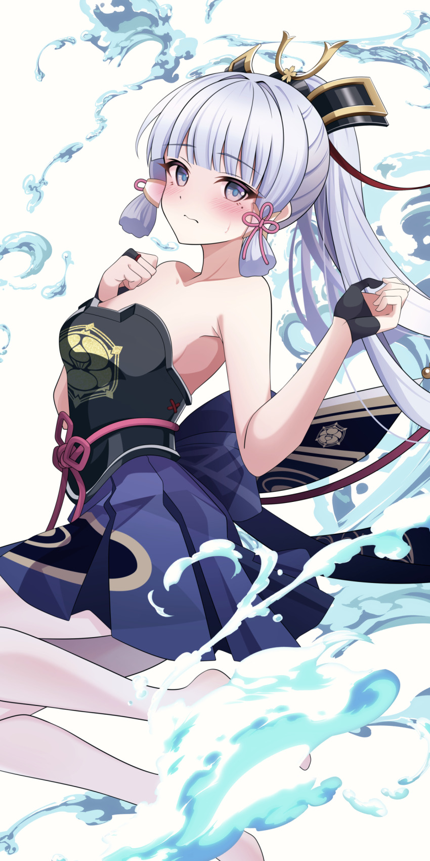 1girl, absurdres, akizawa, armor, artist_request, ayaka_(genshin_impact), bad_id, bad_pixiv_id