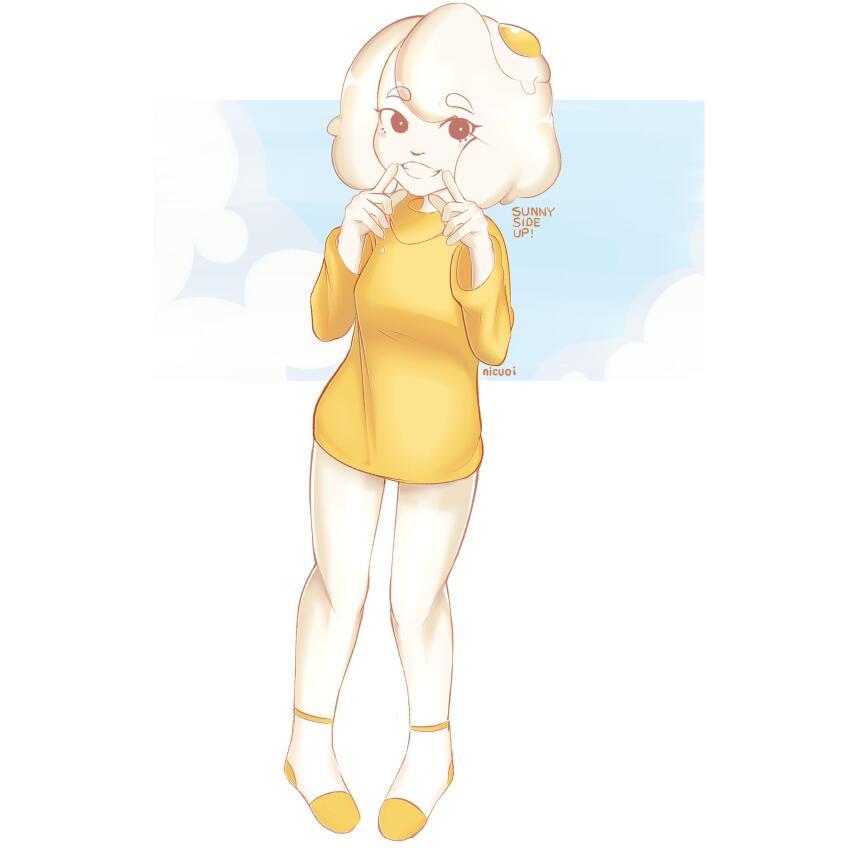 1girl, absurdres, artist_name, borrowed_character, breasts, commentary, egg_(food), egg_(lemyawn)