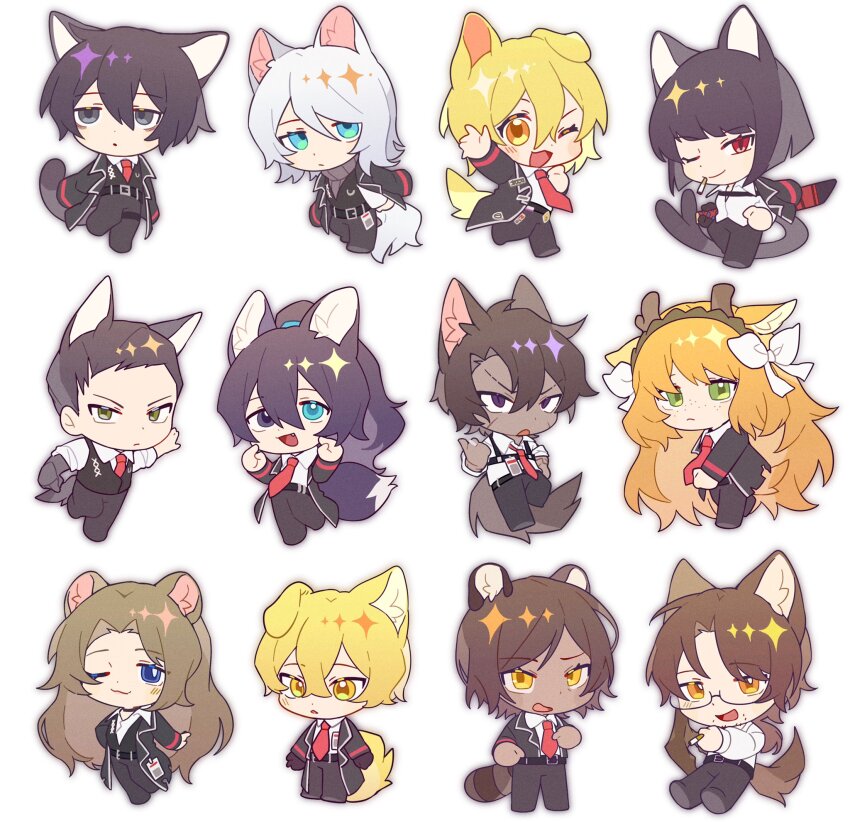 6+boys, 6+girls, :3, :d, animal_ear_fluff, animal_ears, antlers, arm_up