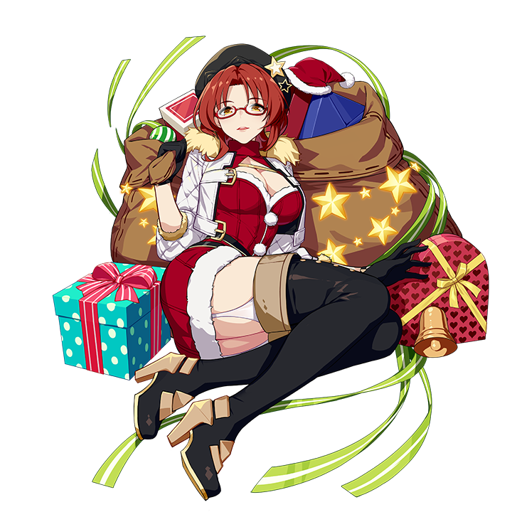 1girl, bell, beret, black_boots, black_gloves, black_hat, boots, breasts