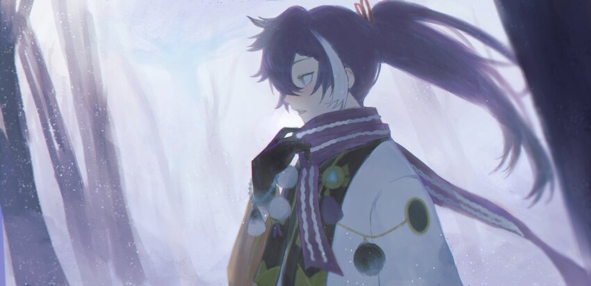 1boy, absurdres, banzoin_hakka, banzoin_hakka_(1st_costume), bead_bracelet, beads, black_skin, bracelet