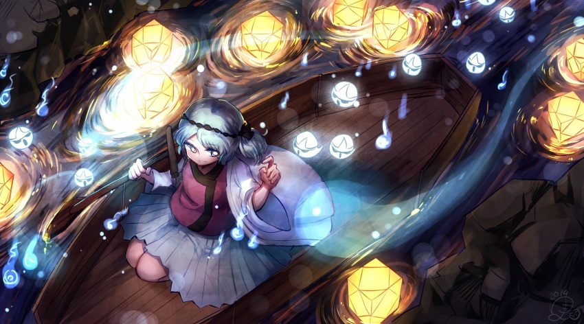 1other, :o, androgynous, black_eyes, black_headband, black_ribbon, blue_eyes, blue_hair