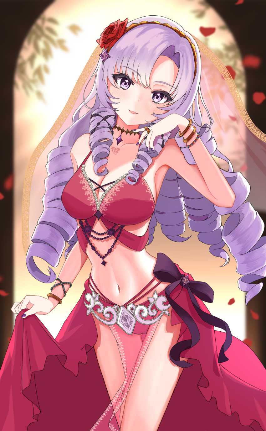 1girl, absurdres, dress, drill_hair, emobico, gloves, highres, hyakumantenbara_salome