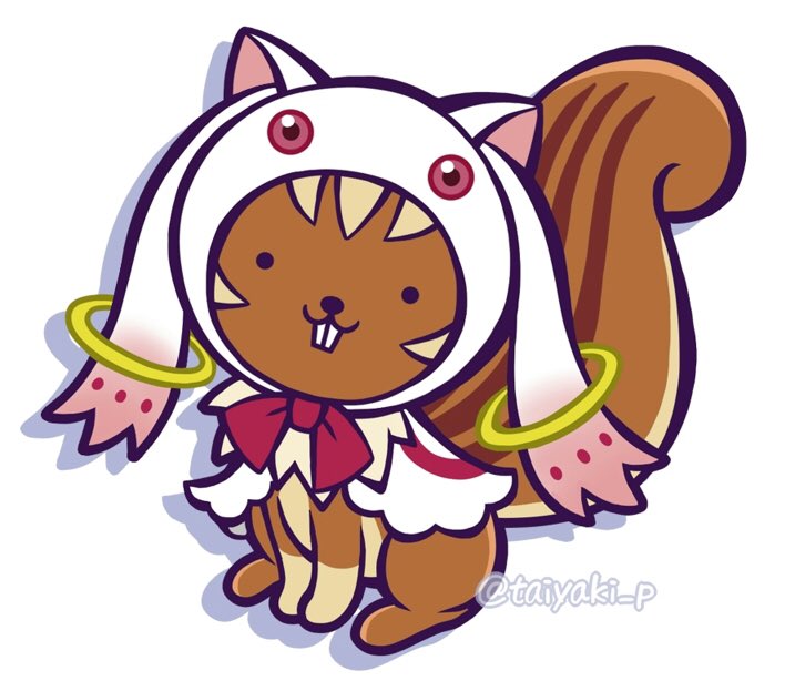 :3, animal_focus, black_eyes, buck_teeth, cosplay, doradorakingyo, drop_shadow, kyubey