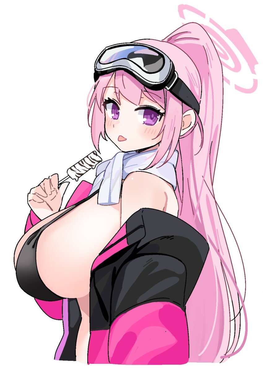 1girl, blue_archive, blush, bra, breasts, commentary, eimi_(blue_archive), eimi_(swimsuit)_(blue_archive)