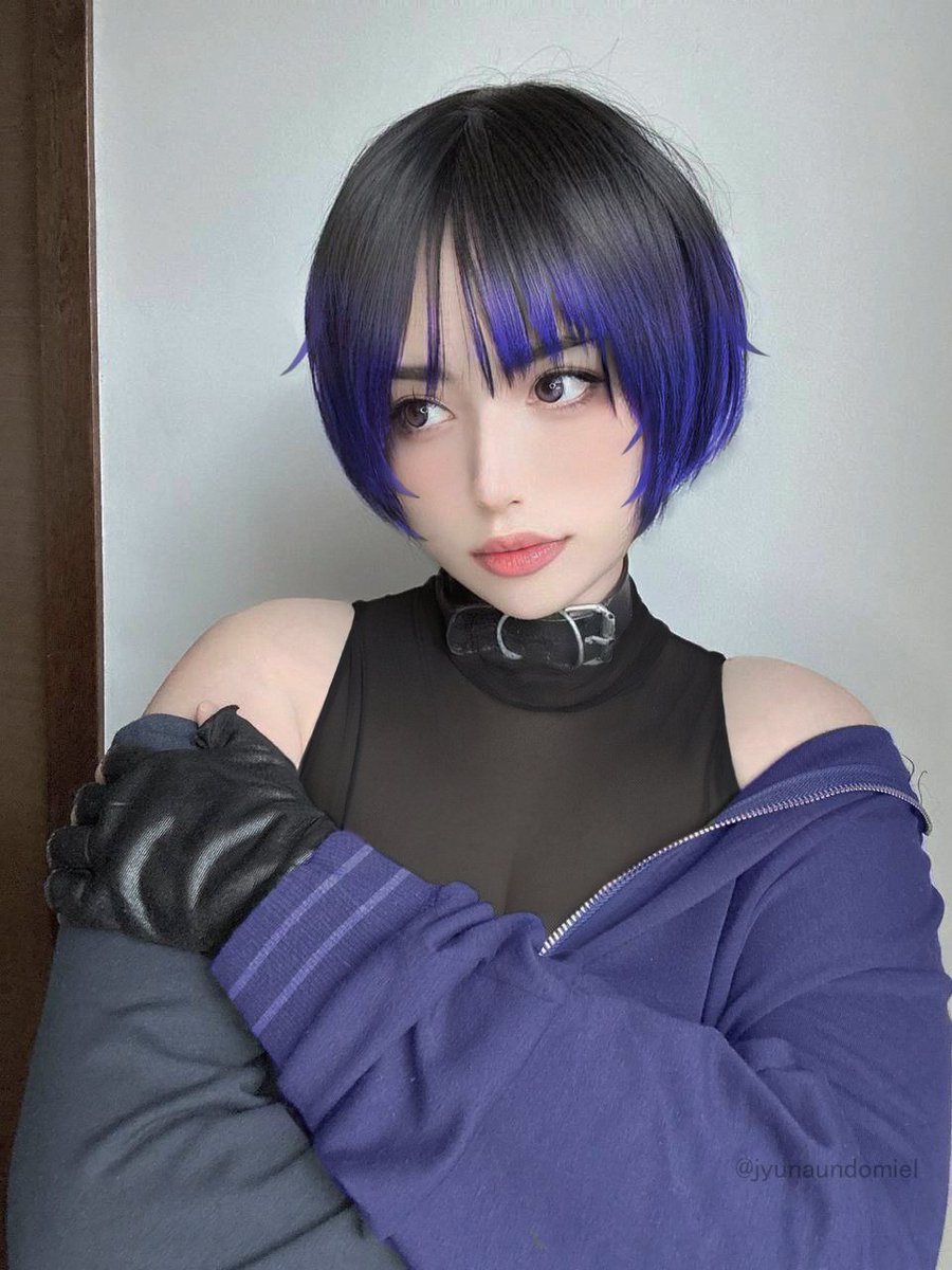 1girl, artist_request, black_hair, cosplay, highres, multicolored_hair, namco, photo_(medium)