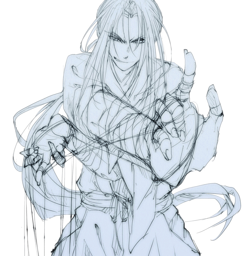 00s, 1boy, bad_id, bad_pixiv_id, basilisk_(manga), blue_theme, catxcat, male_focus