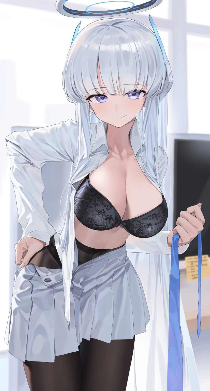 1girl, absurdres, blue_archive, highres, lingerie, long_hair, looking_at_viewer, noa_(blue_archive)