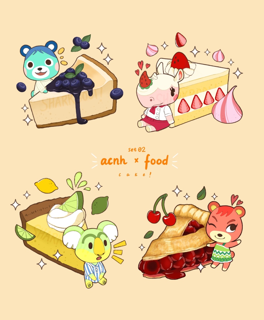 1boy, 3girls, :d, :o, absurdres, animal_crossing, ascot, bear_girl