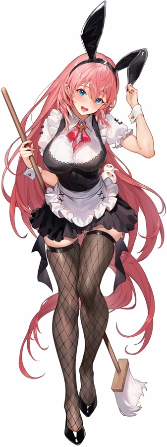 1girl, :d, alternate_costume, animal_ears, apron, black_footwear, black_hairband, black_ribbon