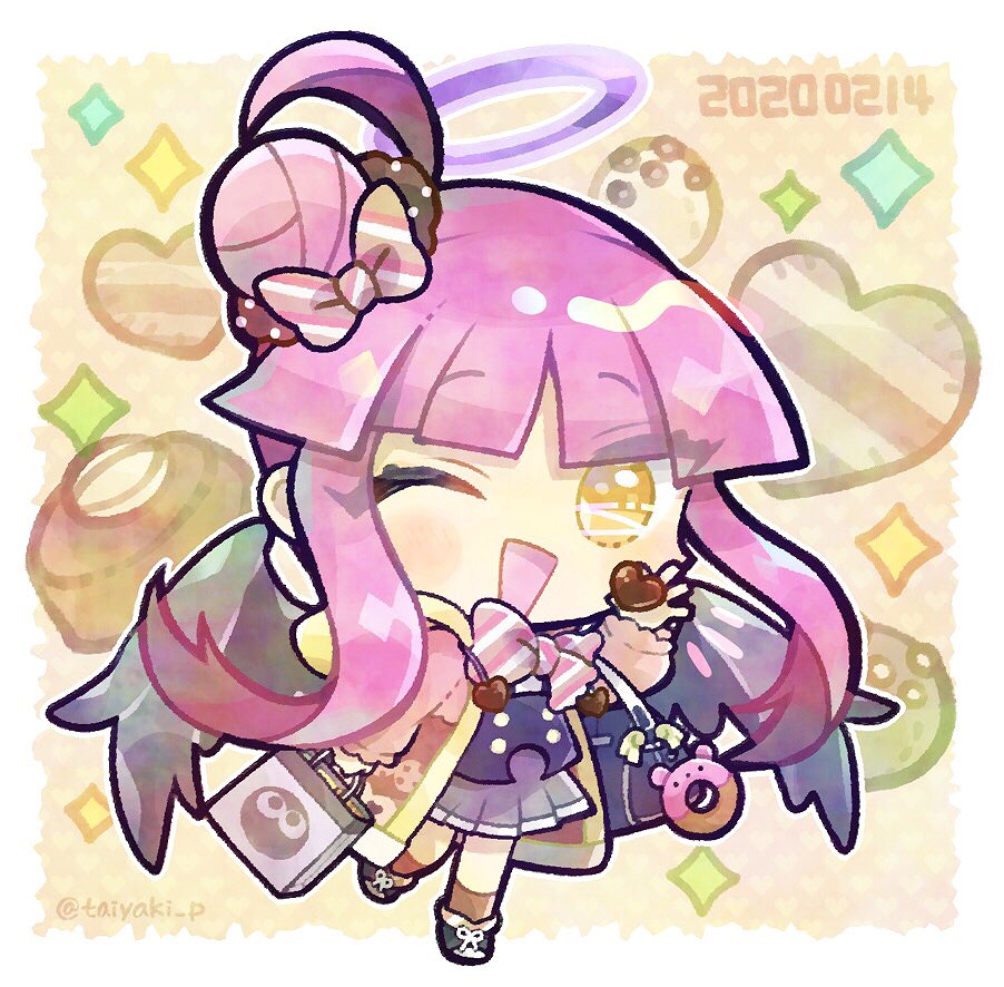 1girl, angel, bag, black_footwear, black_vest, bow, brown_coat, brown_socks