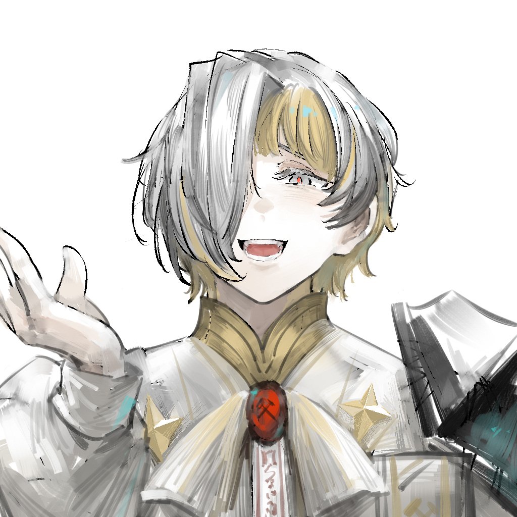 1girl, ascot, blonde_hair, brooch, gloves, jewelry, kromer_(project_moon), limbus_company