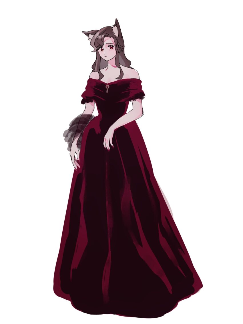 1girl, brown_hair, closed_mouth, dress, gown, highres, imaizumi_kagerou, konoha217