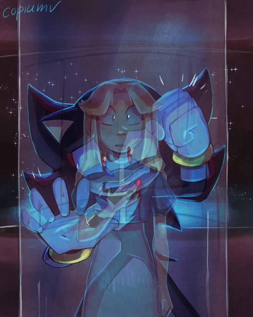 1boy, 1girl, blonde_hair, blood, copium_v, furry, furry_male, gloves