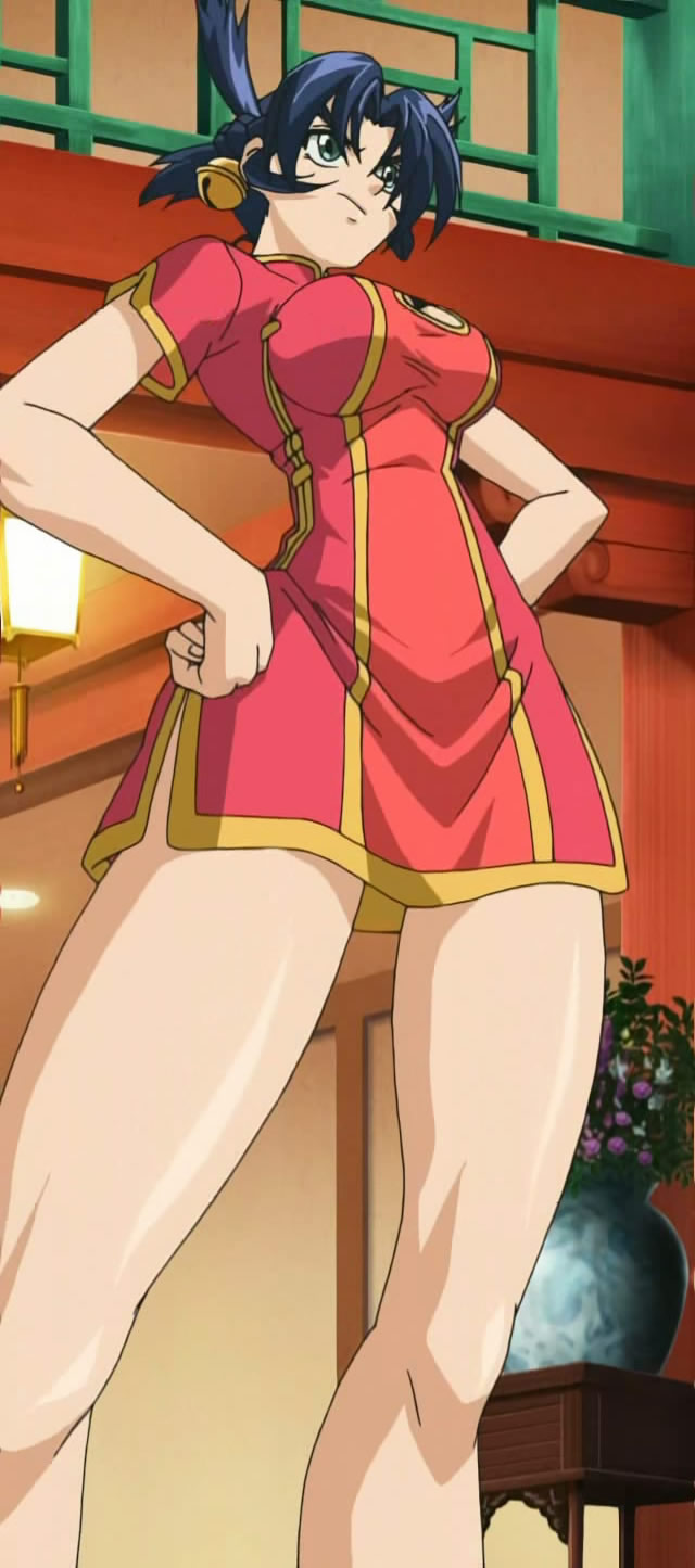 10s, 1girl, anime_screenshot, bell, blue_hair, breasts, china_dress, chinese_clothes