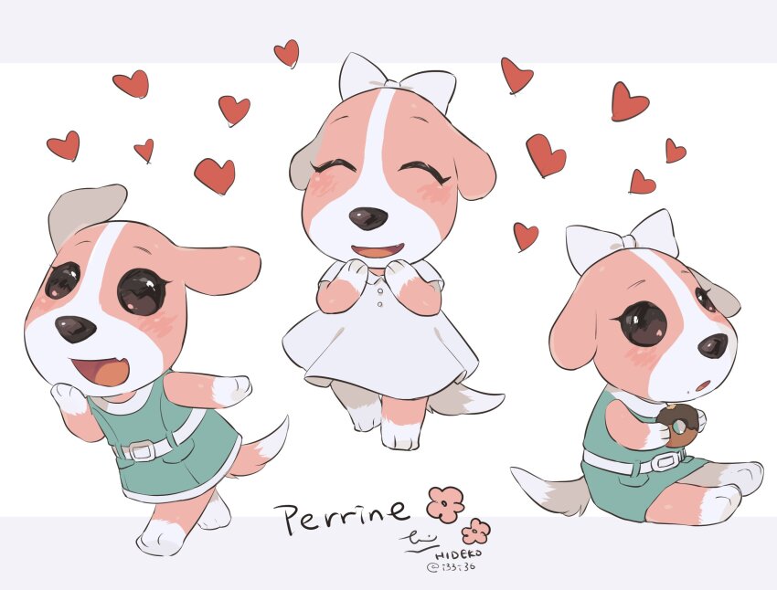 1girl, :o, animal_crossing, animal_focus, belt, bow, brown_eyes, character_name