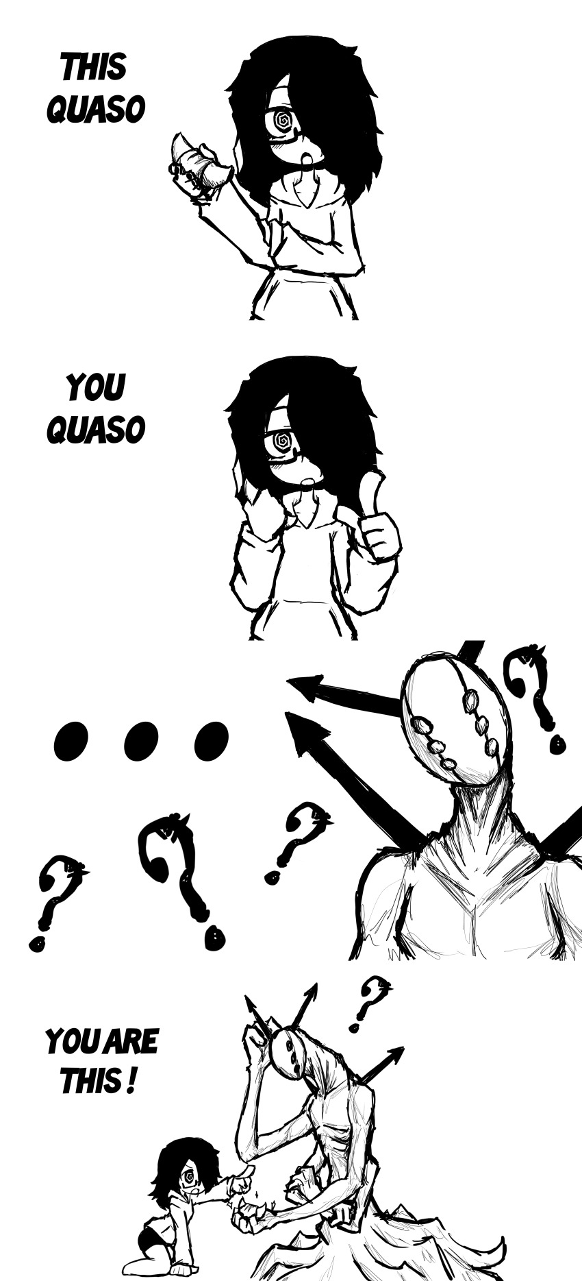 1boy, 1girl, ?, absurdres, black_hair, confused, croissant, digimon