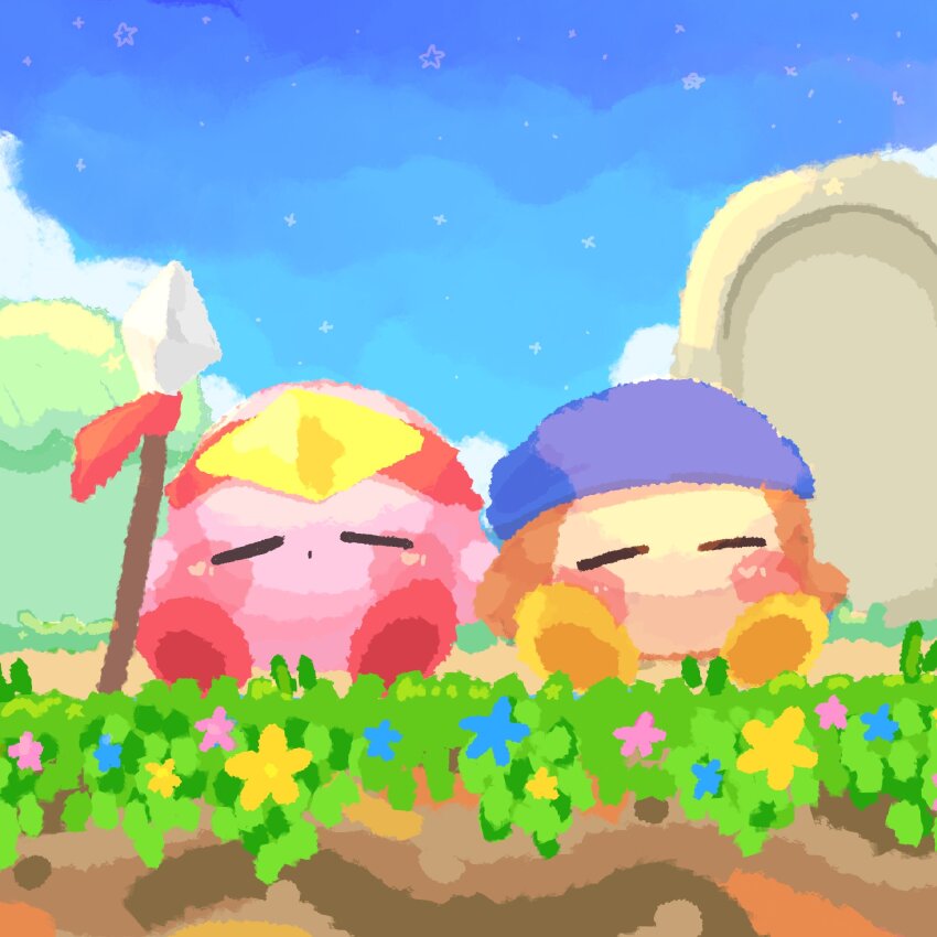 bandana_waddle_dee, closed_eyes, copy_ability, highres, kirby, kirby's_dream_land, kirby_(series), nintendo