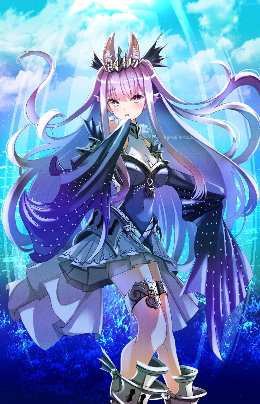 1girl, :o, absurdres, animal_ear_fluff, animal_ears, bare_shoulders, blush, breasts