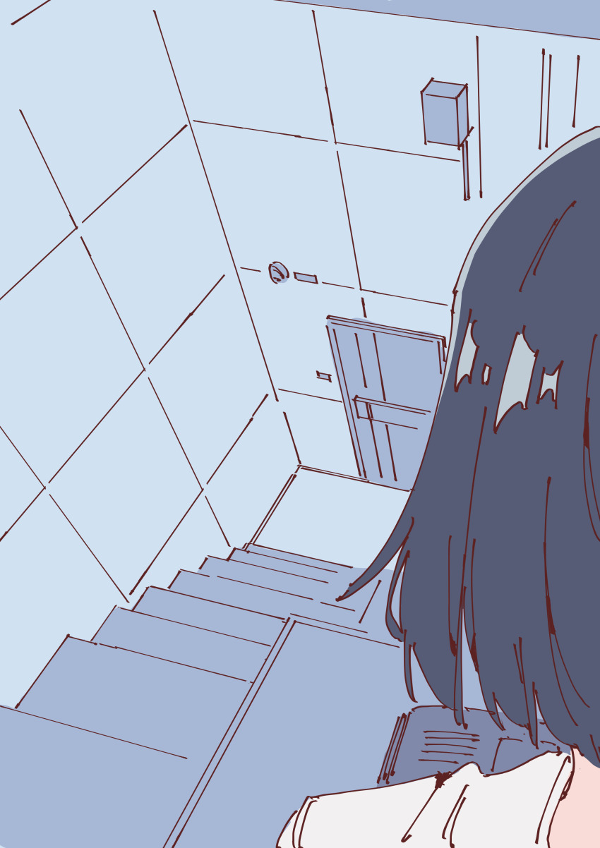 absurdres, blue_hair, bob_cut, book, classroom, dark_blue_hair, highres, open_book