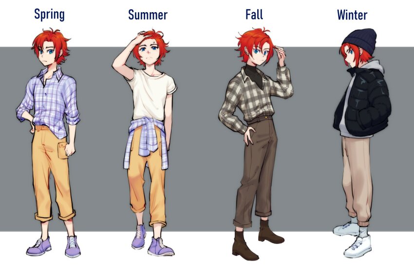 1girl, beanie, blue_eyes, bokujou_monogatari, bokujou_monogatari:_wonderful_life, brown_pants, clothes_around_waist, coat