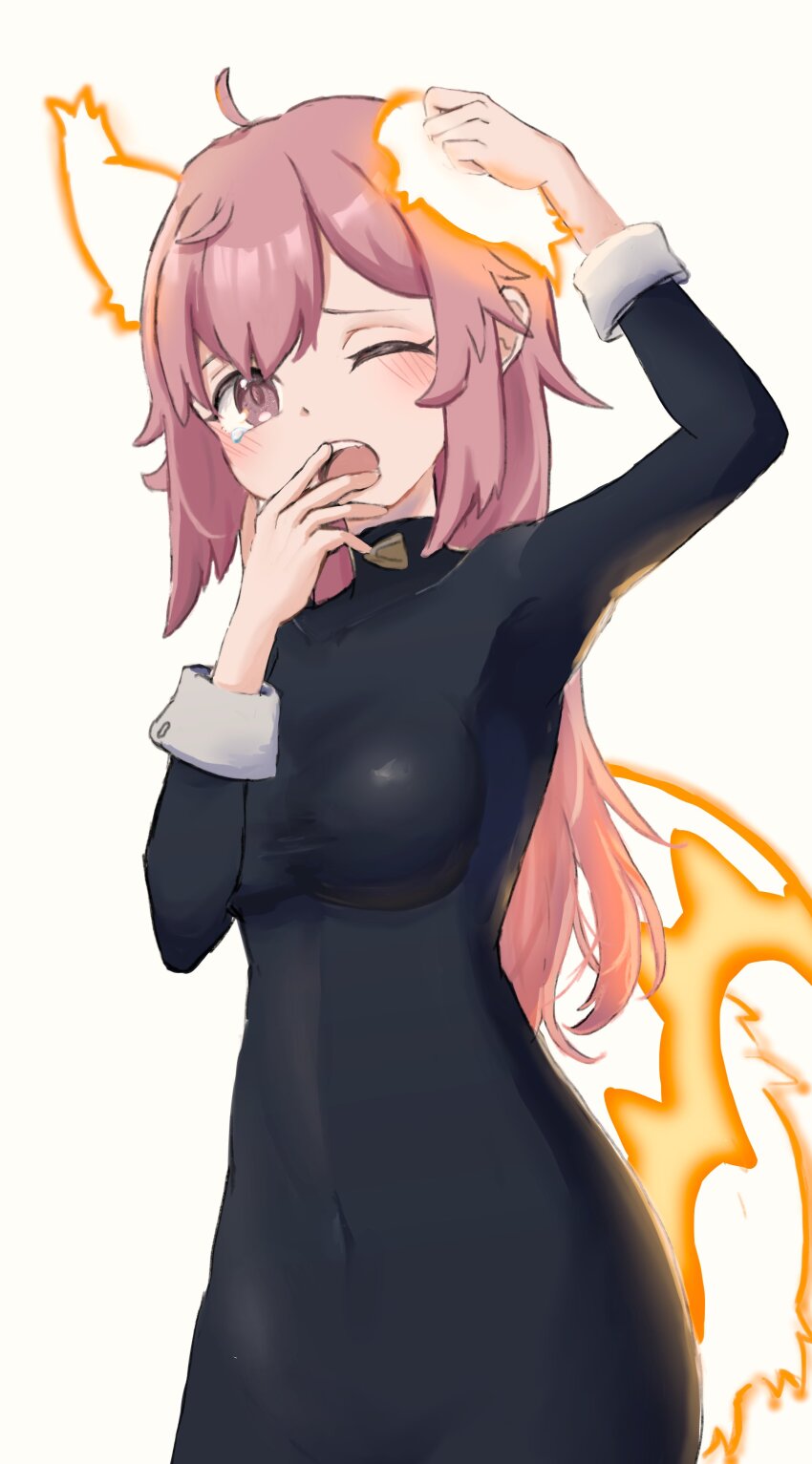 1girl, absurdres, alternate_hairstyle, animal_ears, cowlick, fire_emblem, fire_emblem_heroes, glowing_ears