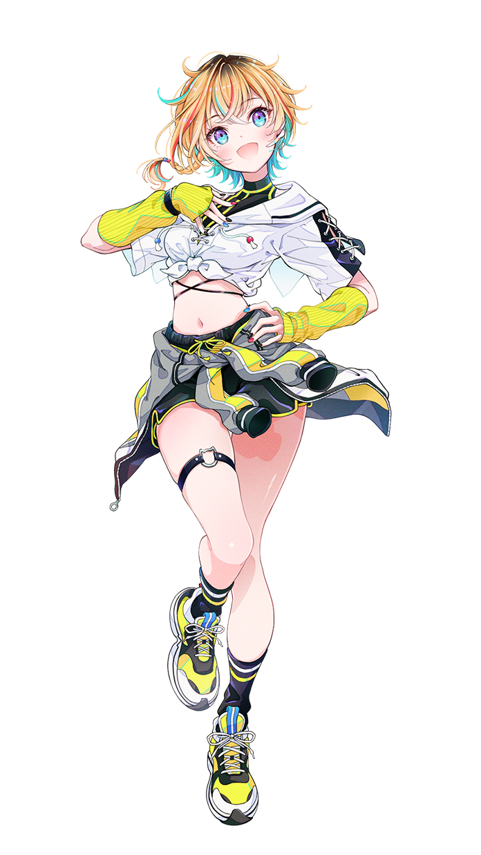 1girl, black_shirt, black_socks, blue_eyes, blush, braid, clothes_around_waist, cropped_hoodie