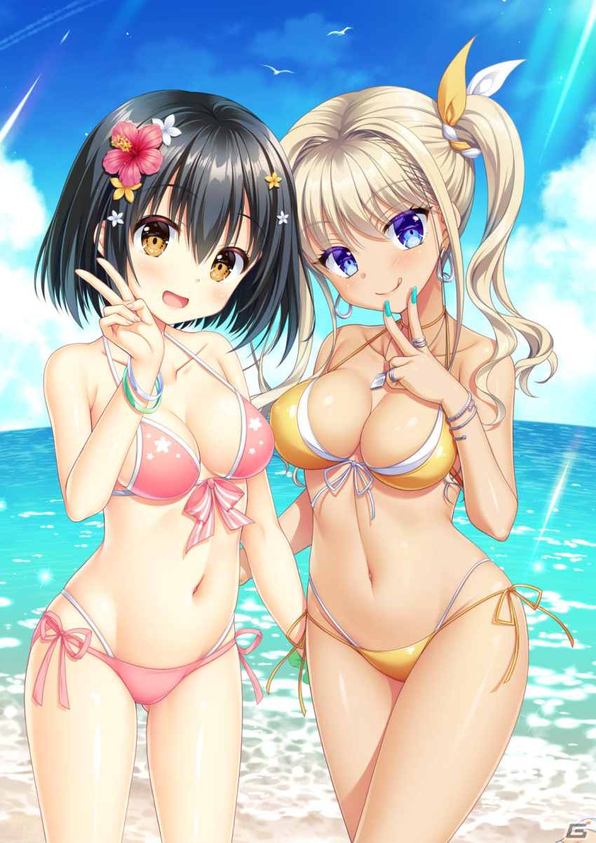 ambitious_mission, beach, bikini, breasts, highres, hongou_nijimu, ishikawa_yae, medium_breasts, moribe_(rabumanyo), official_art, saga_planets, swimsuit, tagme