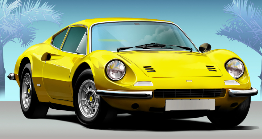 blue_sky, car, directman, ferrari, ferrari_dino, motor_vehicle, no_humans, original
