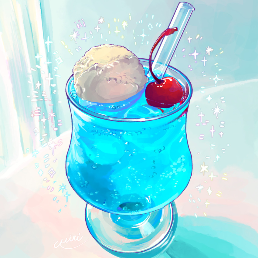 cherry, cup, drink, drinking_glass, drinking_straw, food, food_focus, fruit